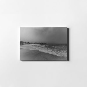 Black and White Beach Sunset Florida Saddle Leather Print